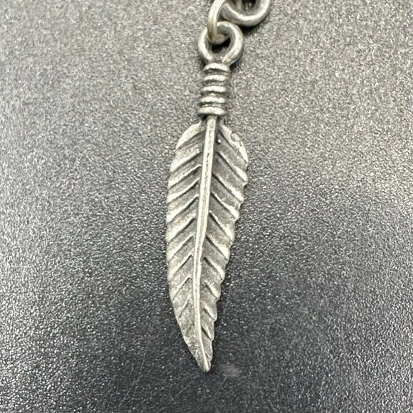 Buffalo Feather Drop Earrings Turquoise Inlay Western Silver Toned Metal - Picture 6 of 8